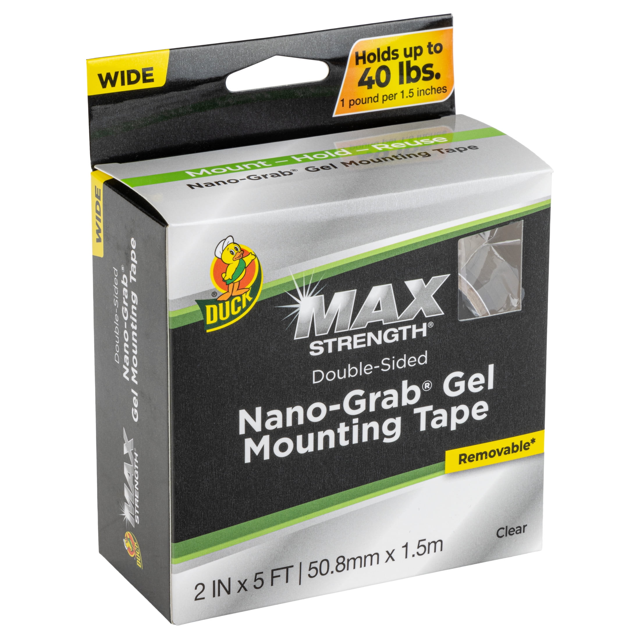 Duck Max Strength Nano-Grab Gel Tape, 1 Pack, 2 in. x 5 ft.