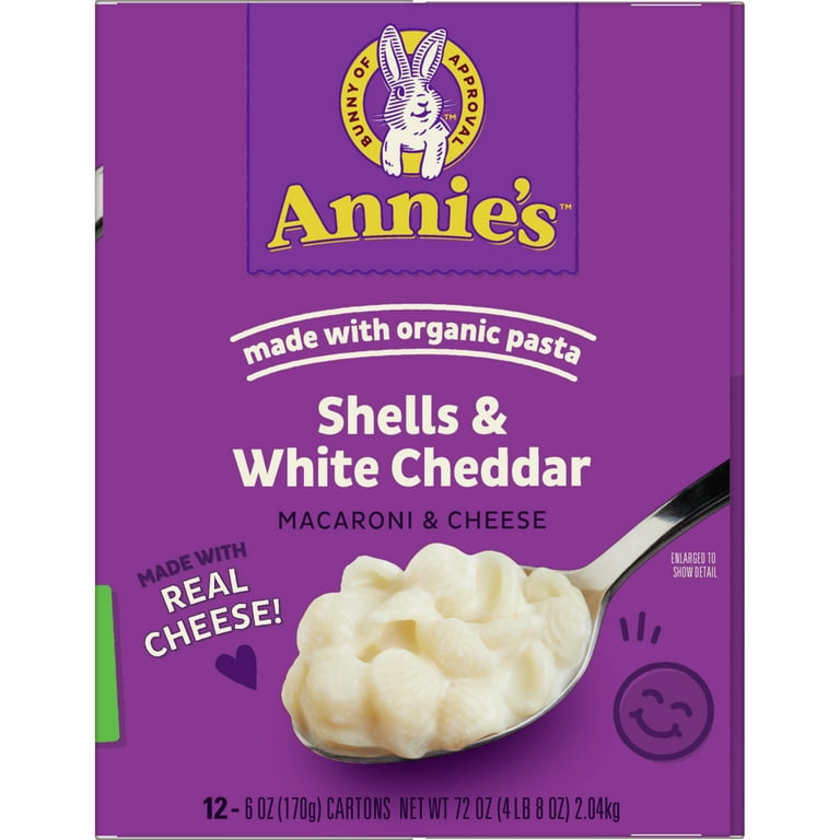 Annie's Macaroni and Cheese Dinner, Shells & White Cheddar with Organic  Pasta, 12 ct 