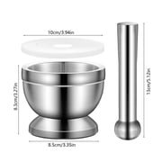 Stainless Steel Mortar And Pestle Set - 304 Rust Proof, Shock Absorbing Base - 5.91 x 5.91 - Spice Grinder Pilon for Herbs, Garlic, Ginger - Non-Slip Grip