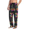 thumbnail image 4 of Men's Pajama Pants with Pockets Sleepwear Lounge Pants Stretch Casual Rainbow Peace Love Sign Gesture, 4 of 6