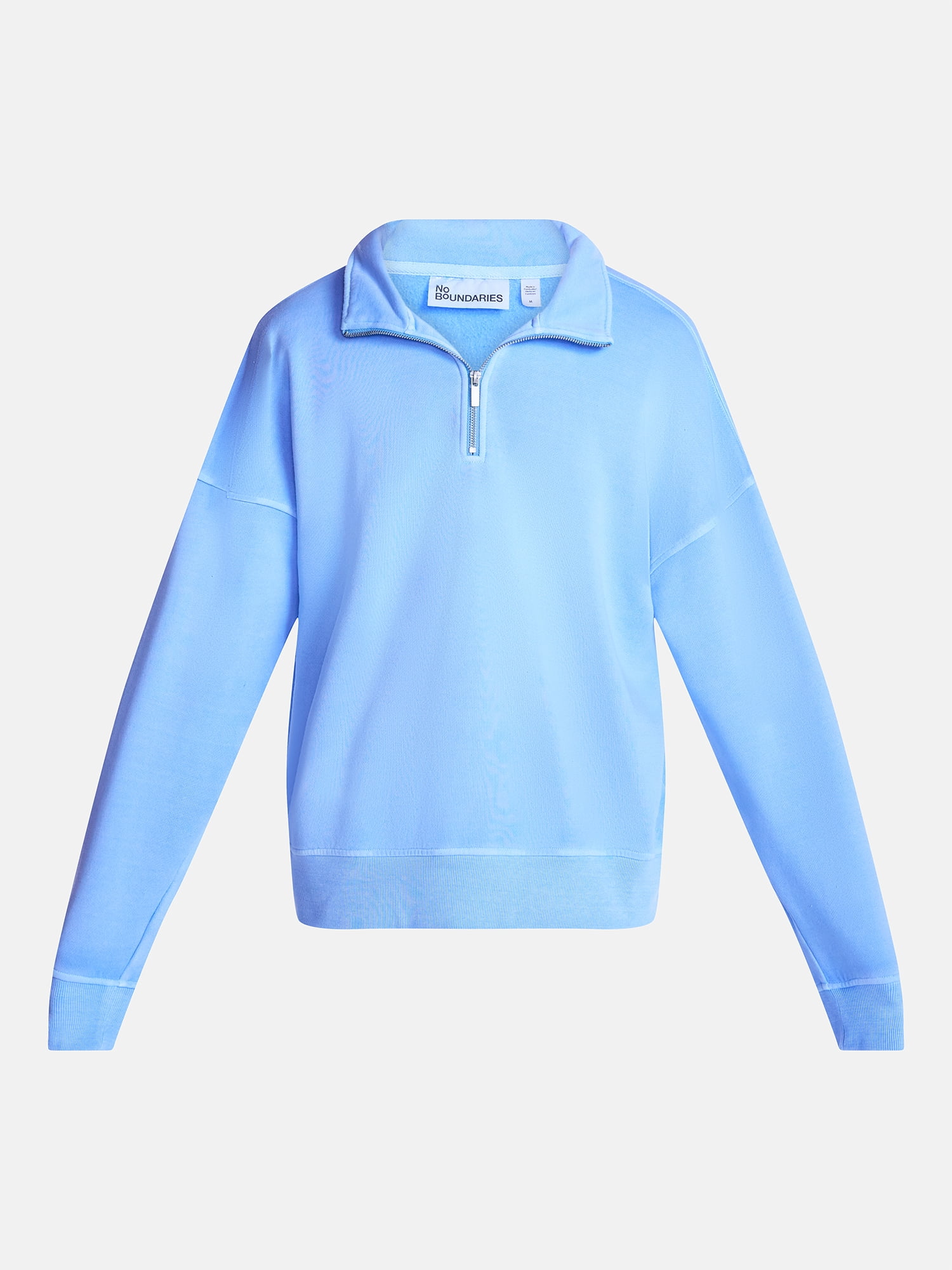 No Boundaries Boxy Fit Quarter Zip Fleece Sweatshirt with Long Sleeves, Men's XS-4XLT
