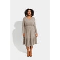 thumbnail image 2 of CASSIE LIZ Plus Size Dresses 3X Casual Beige Fall Sweater Dresses for Women Fashion Midi Elastic Waist Dresses Long Sleeve Elegant V Neck Loose Fit Winter Dress with Pocket 3XL 22W 24W, 2 of 8