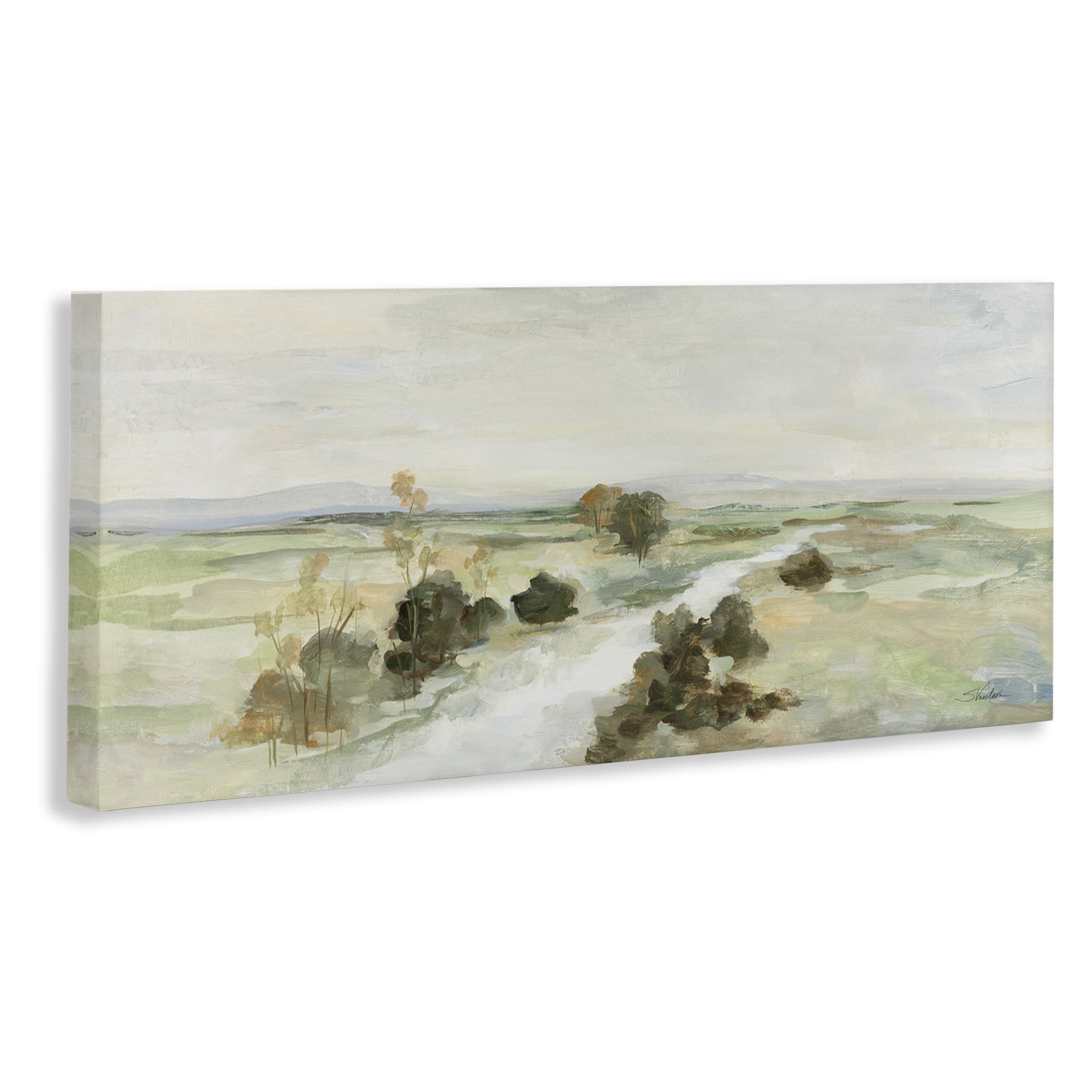 Stupell Industries Valley Creek Landscape Landscape & Nature Painting Wrapped Canvas Art Print Wall Art, 24 x 10