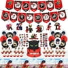 107 PCS Miraculous Ladybug Birthday Party Supplies Included Birthday Banner, Hanging Swirls, Cake Topper, Cupcake Toppers, Balloons, Tablecloth, Ladybug Theme Party Gift Stickers