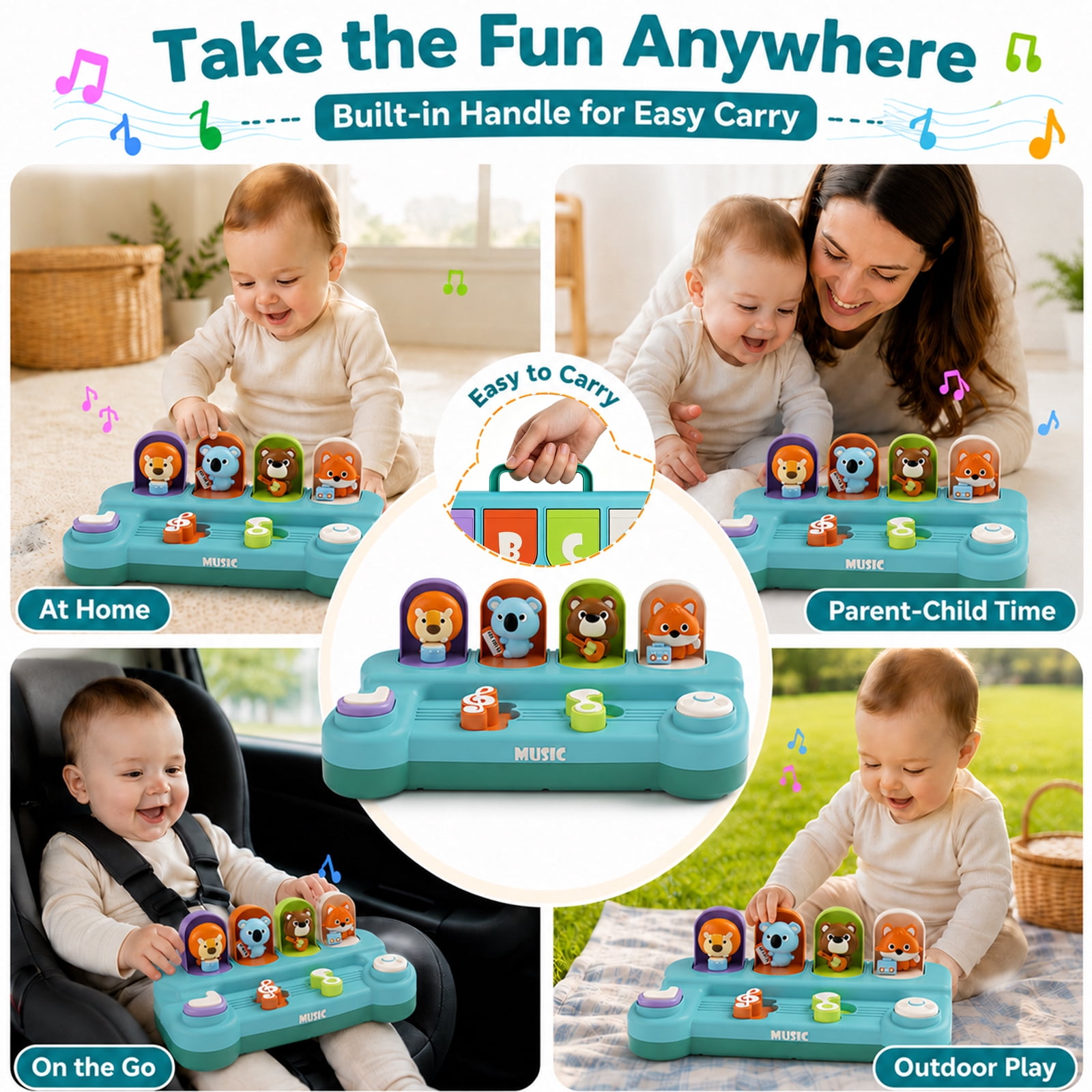 Dimoarch Toy for 1 Year Old Boy Girl, Pop Up Baby Toy with Music, Cause and Effect Toy for 6-9-12-18 Months Gift for Infant