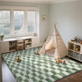 thumbnail image 4 of Area Rugs for Bedroom Living Room,4x6 Green and White Fluffy Soft Checkered Rug Fuzzy Shag Shaggy Carpet, Indoor Plush Floor Rugs for Kids Boys Girls Teen Dorm Nursery Home Decor, 4 of 14