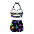 thumbnail image 4 of Conjunto de bikini Yewattles, traje de baño halter de cintura alta para mujer, 4 of 7
