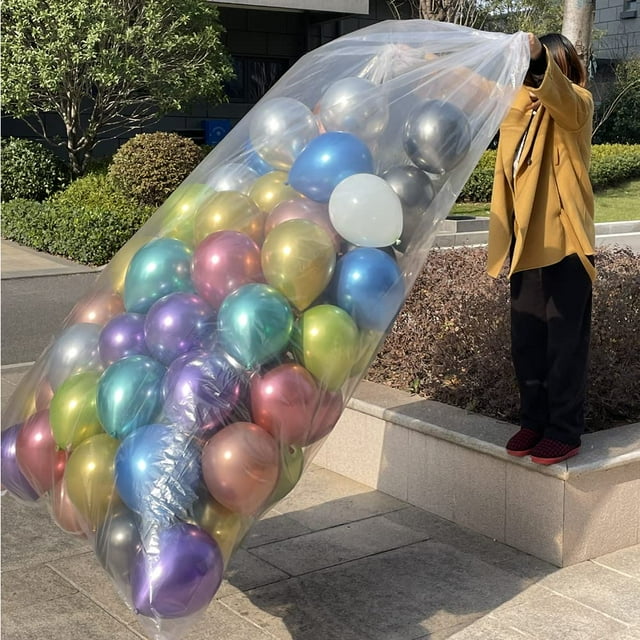 AooeDomi 2 PcsThickened Plastic Balloon Bags Clear Giant Storage Bags Include 1 Pcs 98 x 59 Inch, 1 Pcs 59 x 47 Inch Balloon Bags for Transport Storage Birthday Celebration Eve Party Supplies