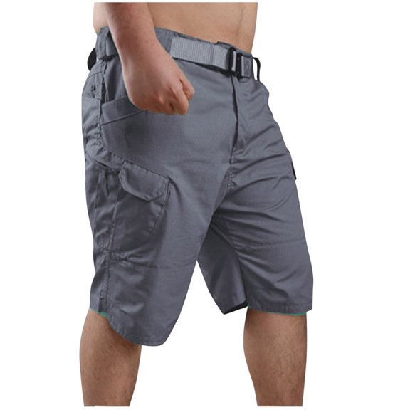 Blmnix Men's Shorts Bermuda Cargo Shorts Bike Shorts Short Gray Belt Low with Pockets Mens Basketball Shorts,M