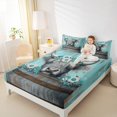 thumbnail image 4 of Homewish Kawaii Farmhouse Cow Queen Sheet Sets, Cyan Western Flower Flat Sheet, Countryside Animal Queen Fitted Sheet, Breathable Home Decor, 4-Piece, 4 of 7