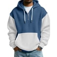 thumbnail image 2 of Y2K Style Men's Quarter-Zip Hooded Waffle Knit Sweatshirt, Thickened Fleece Texture Pullover, Fall Spring Retro Fashion,Royal Blue,M, 2 of 5