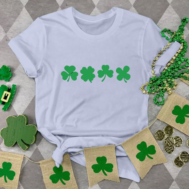 Chandails de la Saint-Patrick pour Femmes, Col Rond Décontracté, Manches Courtes, T-shirt Imprimé Arbre de Noël, Haut, Chandail de la Saint-Patrick