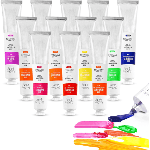 Paul Rubens Oil Paint, 12 Neon Colors with High Saturation, 50ml/1.69Fl oz Large Tubes, Faster Drying Time, Art Supplies for Artists, Students, Beginners