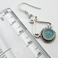 thumbnail image 3 of SilverStarJewel 92.5% Pure Silver Jewelry !! Low Price Aqua Chalcedony Art Earrings 1.2 Inch, 3 of 3