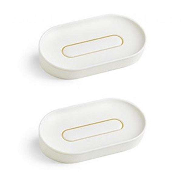 bangyoudaoo 2 Pack Soap Dish, Self Adhesive Wall Mounted Soap Dish, No Drilling Wall Mounted Soap Dish, With Drainer, For Bathroom Counter, Shower, Kitchen(White) White 2PCS