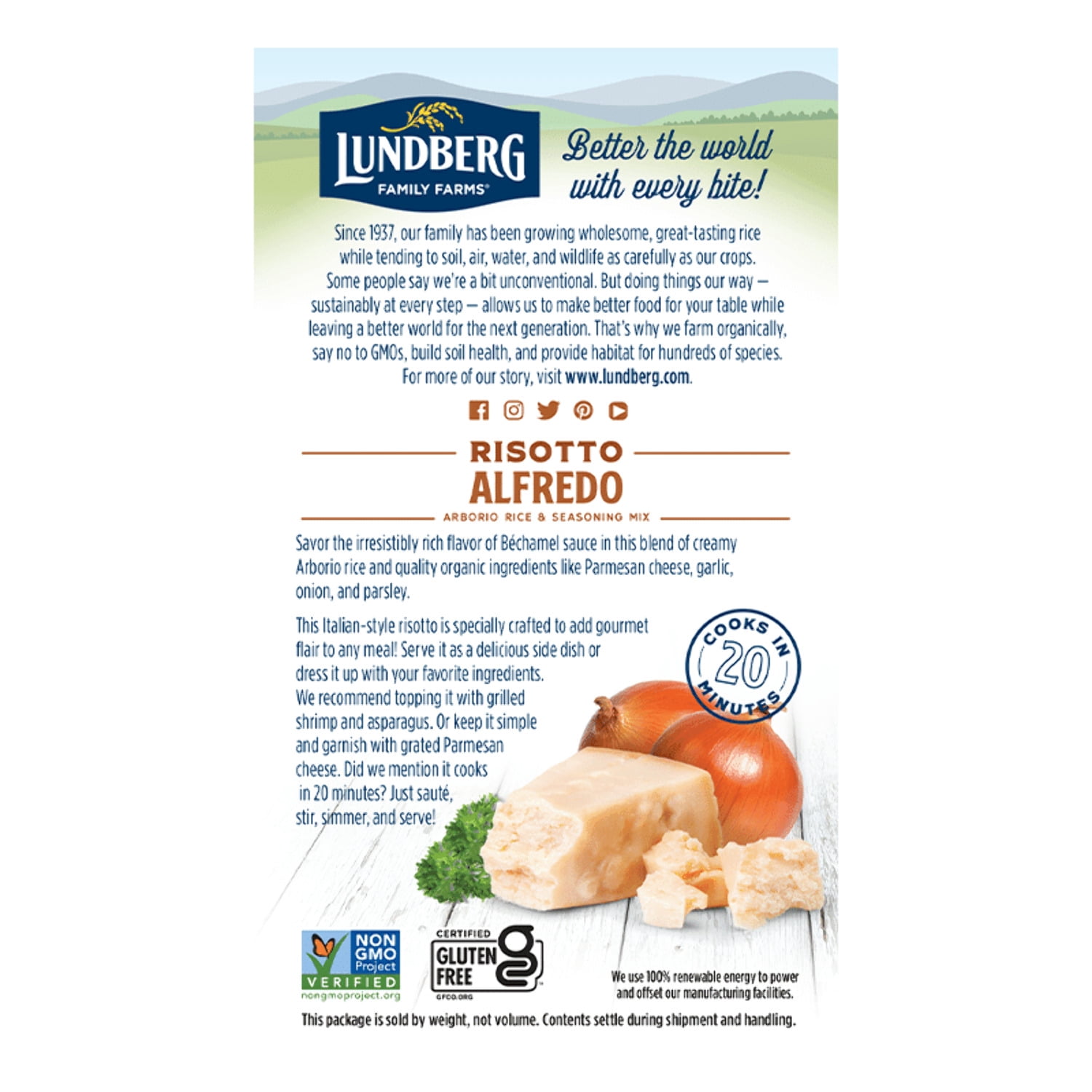 Lundberg Family Farms Organic Alfredo Risotto - 6 ct