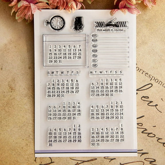 Ouginx Clear Stamps, Schedule Calendar Rubber Stamp for Scrapbooking and Card Making Supplies