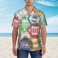 thumbnail image 4 of Lsque Travel Stamp pattern Hawaiian Shirt for Men, Unisex Summer Beach Casual Short Sleeve Button Down Shirts-Large, 4 of 9