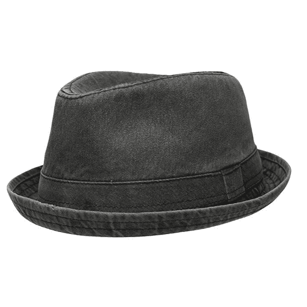 EP Men's Distressed Fedora Hat Washed Cotton w/Pattern Lining