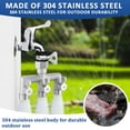 thumbnail image 4 of 3-Way Garden Hose Splitter, 3/4 in. GHT 304 Stainless Steel Hose Faucet Splitter with 3 Independent Shut-Off Valves, 360° Swivel Inlet, Hose Manifold with Washers and PTFE Tape, 4 of 10