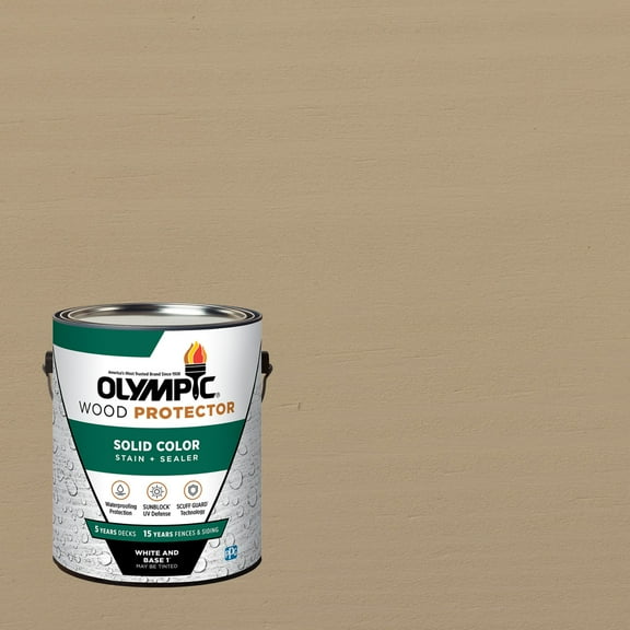 Olympic 1 Gallon SC-1038 Heather Exterior Solid Wood Protector Stain Plus Sealer in One