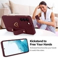 thumbnail image 3 of for Galaxy S22 Plus Case with Phone Stand Holder Cute Love Hearts Slim Protective Camera Protection Cover with Wrist Strap for Women Girls for Galaxy S22+ Plus 6.6"-Wine Red, 3 of 13