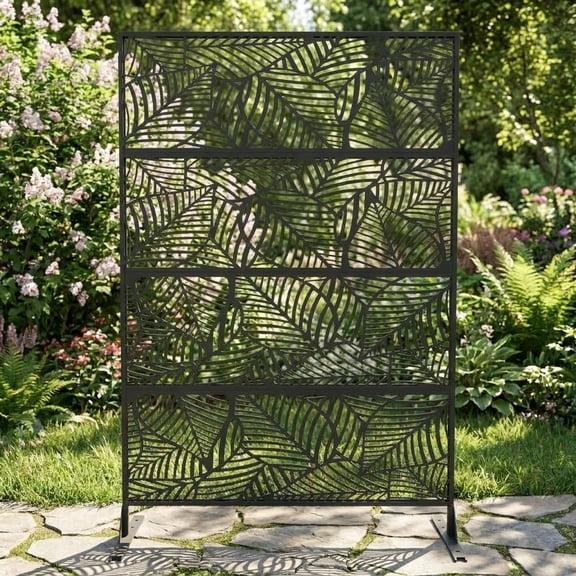 Freestanding Outdoor Privacy Screen Fence, Rustproof & Weather Resistant Metal Panel – Modern Decorative Room Divider, Tool-Free Assembly for Patio, Garden, Balcony, Lawn & Deck