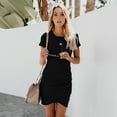 thumbnail image 6 of Summer Dresses for Women, Women'S Dresses,Women Summer Casual Mini Dress Round Neck Pleated Stretchy Flowy Comfortable Stylish Trendy Outfit, 6 of 7