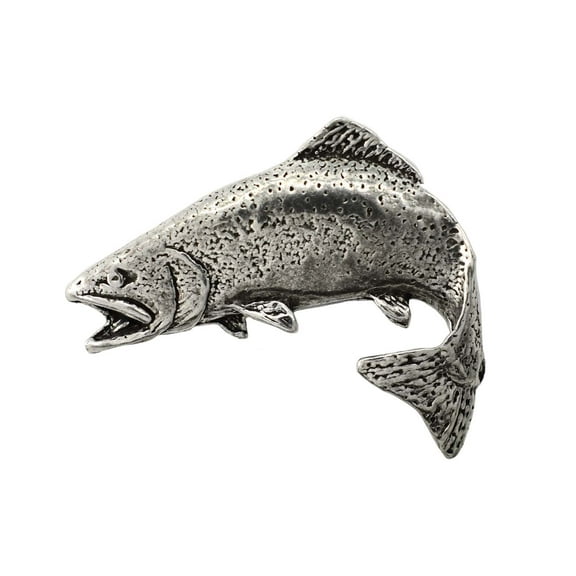 Rainbow Trout Leaping, Pewter. Fish, Fishing, Hat, Lapel, Pin, Brooch, Pins, Creative Pewter Designs, Handmade in USA, Over 200 Fish Designs Available.