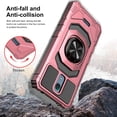 thumbnail image 2 of Spot goodsNokia C100 Case w/Tempered Glass Screen Protector Ring Car Mount Kickstand Hybrid Hard Shockproof Phone Case - Rose Gold, 2 of 7