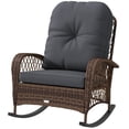 thumbnail image 1 of Outdoor Wicker Rattan Rocking Chair with Thick Black Cushions, Heavy-Duty Steel Frame Patio Rocker for Garden, Backyard, Porch and Conservatory, 29.5"W x 38.6"D x 35.8"H, 1 of 7