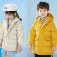 thumbnail image 4 of Esaierrr Toddler Kids Hooded Down Jacket Mid-Length Winter Coats for Boys Girls 2-9Y Flat Pockets Casual Solid Colour Cotton Coat Tops Padded Outerwear Winter, 4 of 7