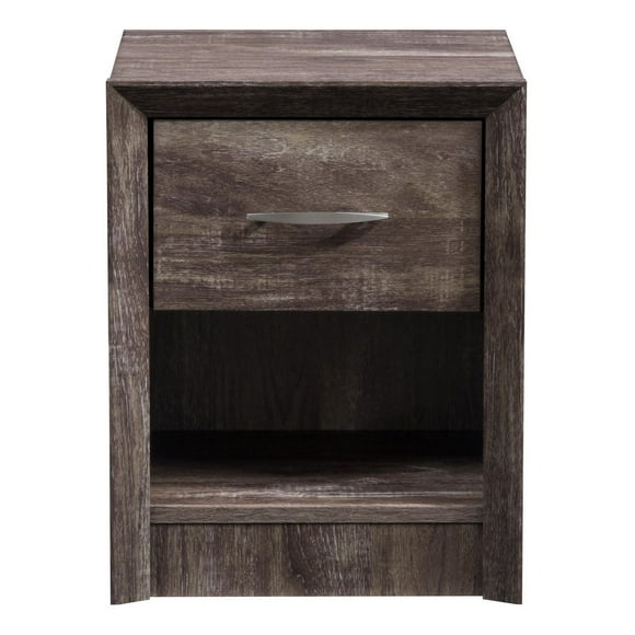 CorLiving Newport Mid-Century Modern Engineered Wood Nightstand with Drawer and Open Cubby - Perfect Bedside Tables, Bedroom Nightstands, Stylish Small Nightstand with Drawer