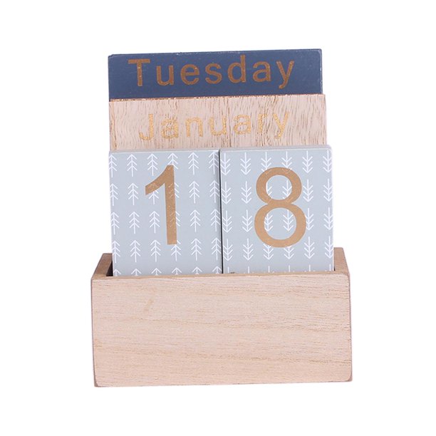 Calendario creativo elegante perpetuo de madera estilo antiguo para barra de cocina interior D D
