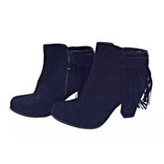 Fringe Ankle Boots with Block Heels Style