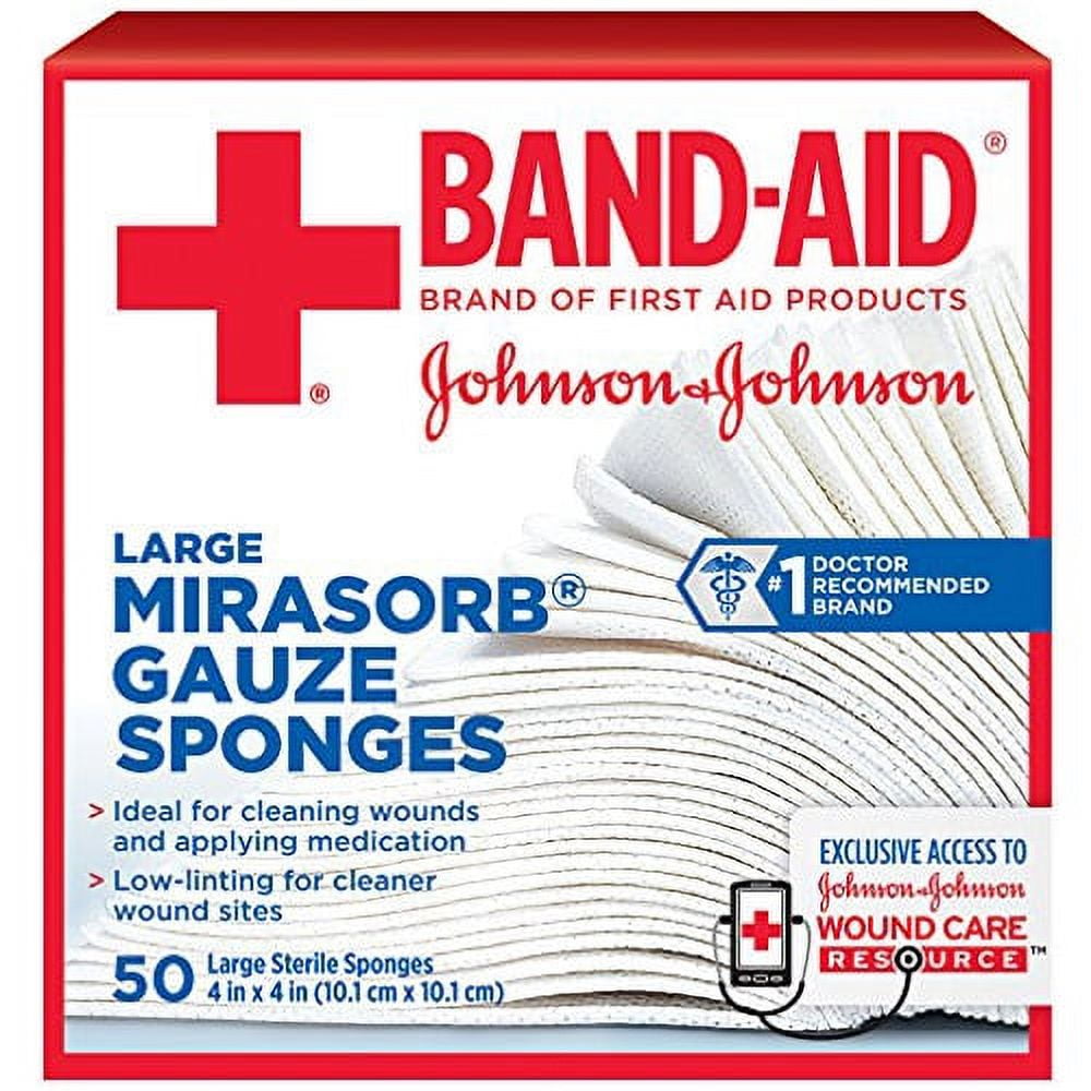 Band Aid Mirasorb Gauze Sponges Large 4 Inch X 4 Inch - 50 Ea 2 Pack