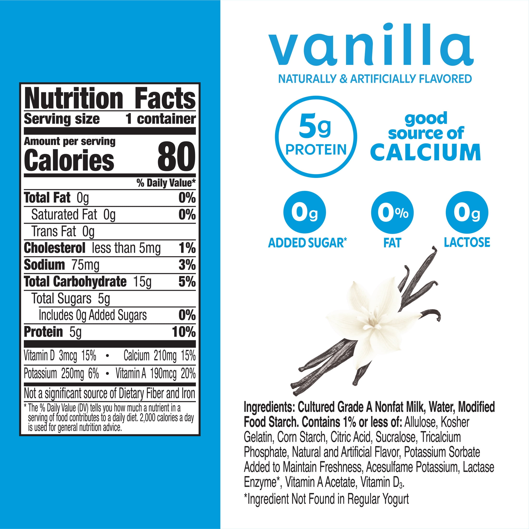 Yoplait Enjoy ZERO Vanilla Fat Free Yogurt Cup, 0g Added Sugar, Protein Snack, 6 oz