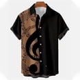 thumbnail image 4 of Telankuip Men's Tropical Musical Note Print Short Sleeve Shirts Summer Short Sleeve Button down Beach Top Relaxed Fit Breathable Music Festival Stylish Casual Wear Coffee XXXXXL, 4 of 4