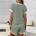 thumbnail image 6 of LEWKW Casual Summer Outfits for Women Short Sleeve Contrast Trim Tee And Shorts 2 Piece Sets Soft Waffle-Knit Lounge Tracksuits Sporty Daily, 6 of 7