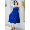 thumbnail image 3 of Women's Plus Size Spaghetti Strap Tiered Dress with Ruffled Sheer Overlay Opaque No Stretch 100% Polyester Fabric, 3 of 4