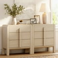 thumbnail image 2 of Wood Accent Cabinet Set of 2 with Drawers, 63" Modern Credenza Storage Cabinet with Curved Profile Design for Living Room, Kitchen, Dining Room, Hallway, 2 of 10