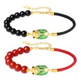 thumbnail image 1 of Pulseras para parejas de plata S925 con perlas de ágata esmaltadas en forma de cigarra, 1 of 2