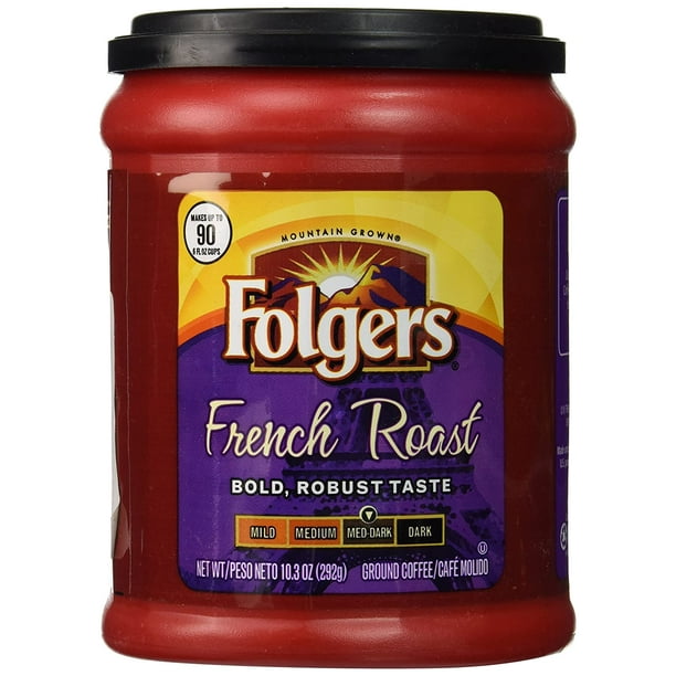 Folgers French Roast Ground Coffee, Medium/Dark, 10.3 oz ...