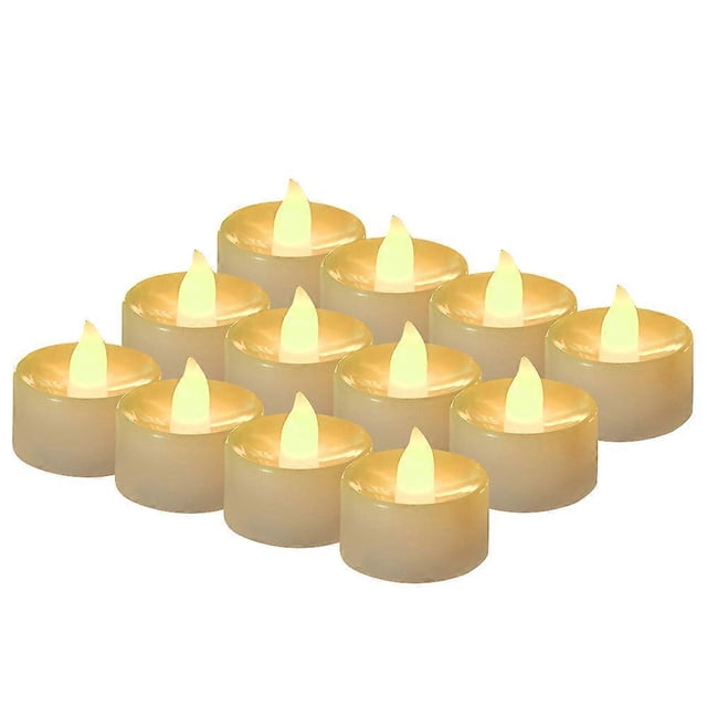 Velas de té, paquete de 12 velas LED sin llama, realistas, parpadeantes, a pilas, velas eléctricas