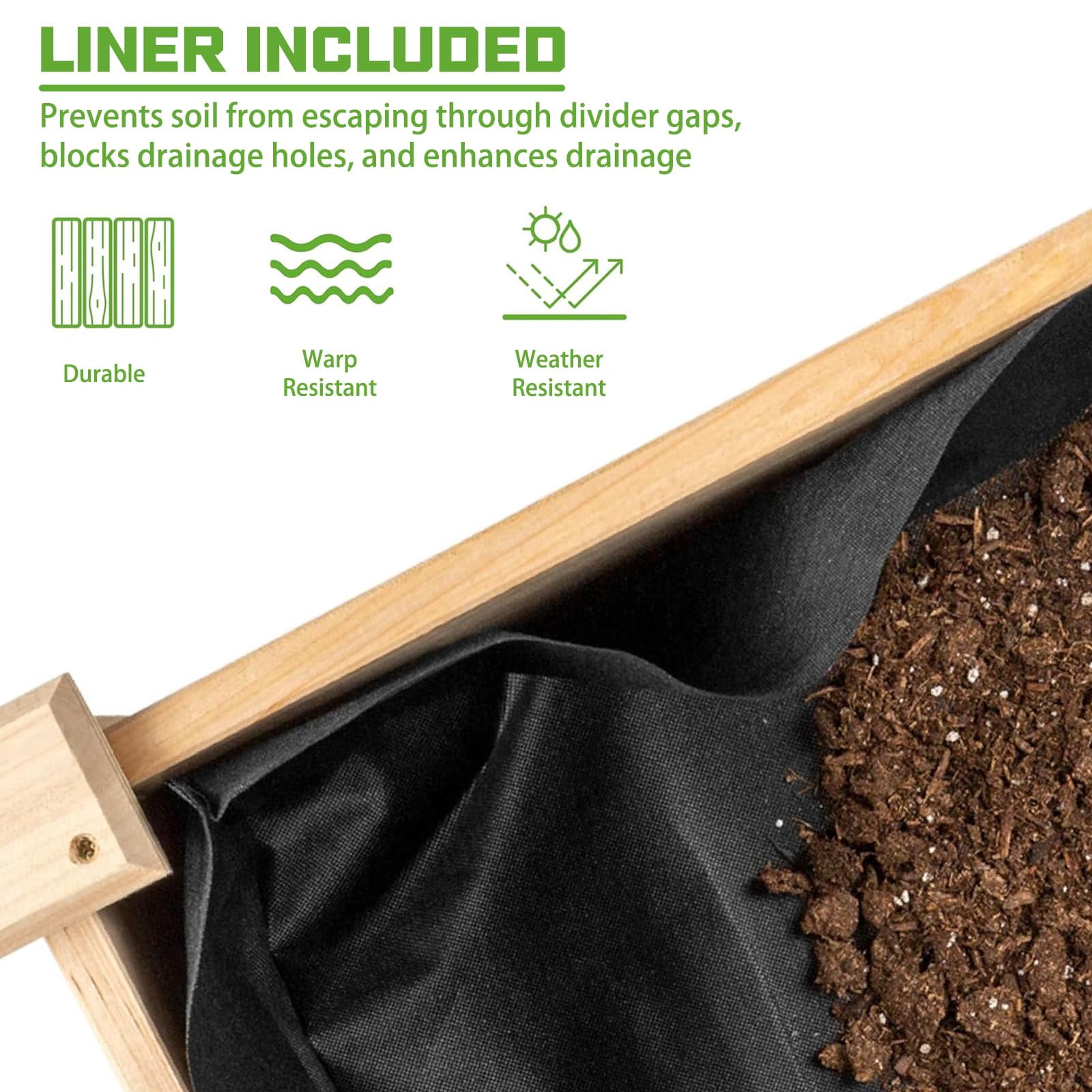 Yacona 48" x 24" x 31" Wooden Planter Box, Outdoor Raised Garden Bed with Legs, for Herbs Flowers Vegetables