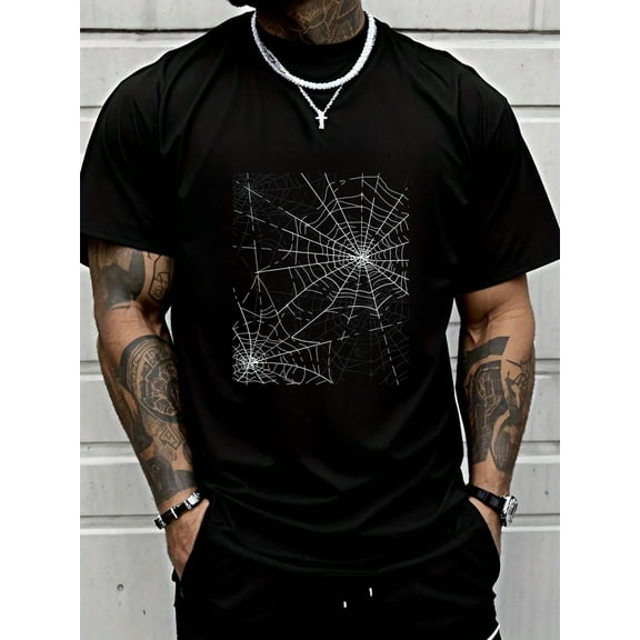 100% Cotton Spider Web TShirt Halloween Cobweb Costume Shirt Summer Men For Top