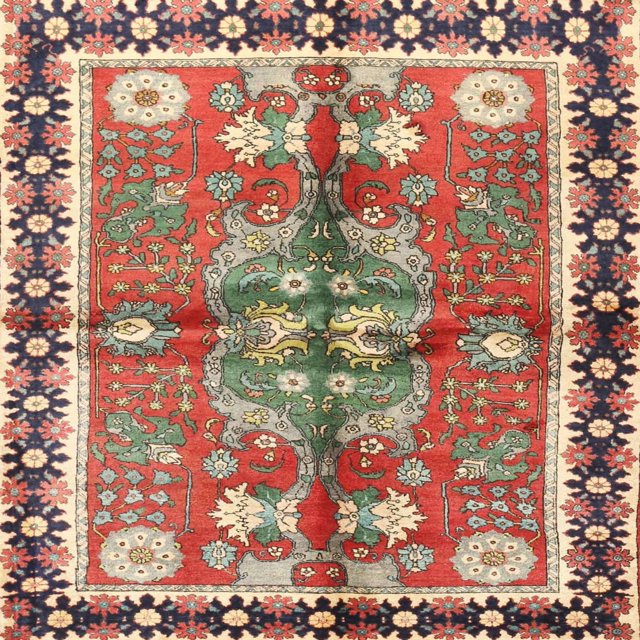 Ahgly Company Tapis d'Intérieur Lavable en Machine Carré Traditionnel Rouge Brique, 9 Pieds Carré