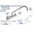 thumbnail image 2 of Llave Mezcladora Agua Fregadero O Tarja De Cocina Alfa  &nbsp;Acero Inox Manerales Rey Metal, 2 of 2