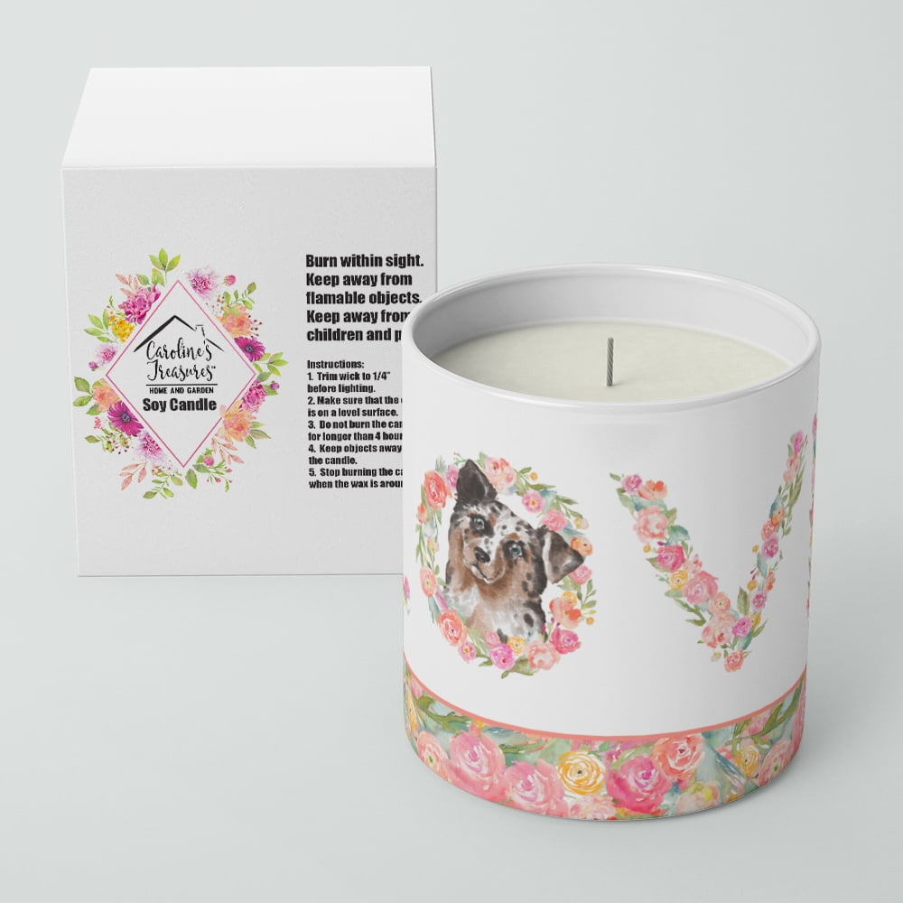 Australian Shepherd #5 LOVE 10 oz Decorative Soy Candle 3.25 in x 3.75 in