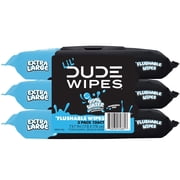 LiL DUDE Flushable Wipes, Extra Large Fragrance Free Wet Wipes, 126 Count, 3 Pack